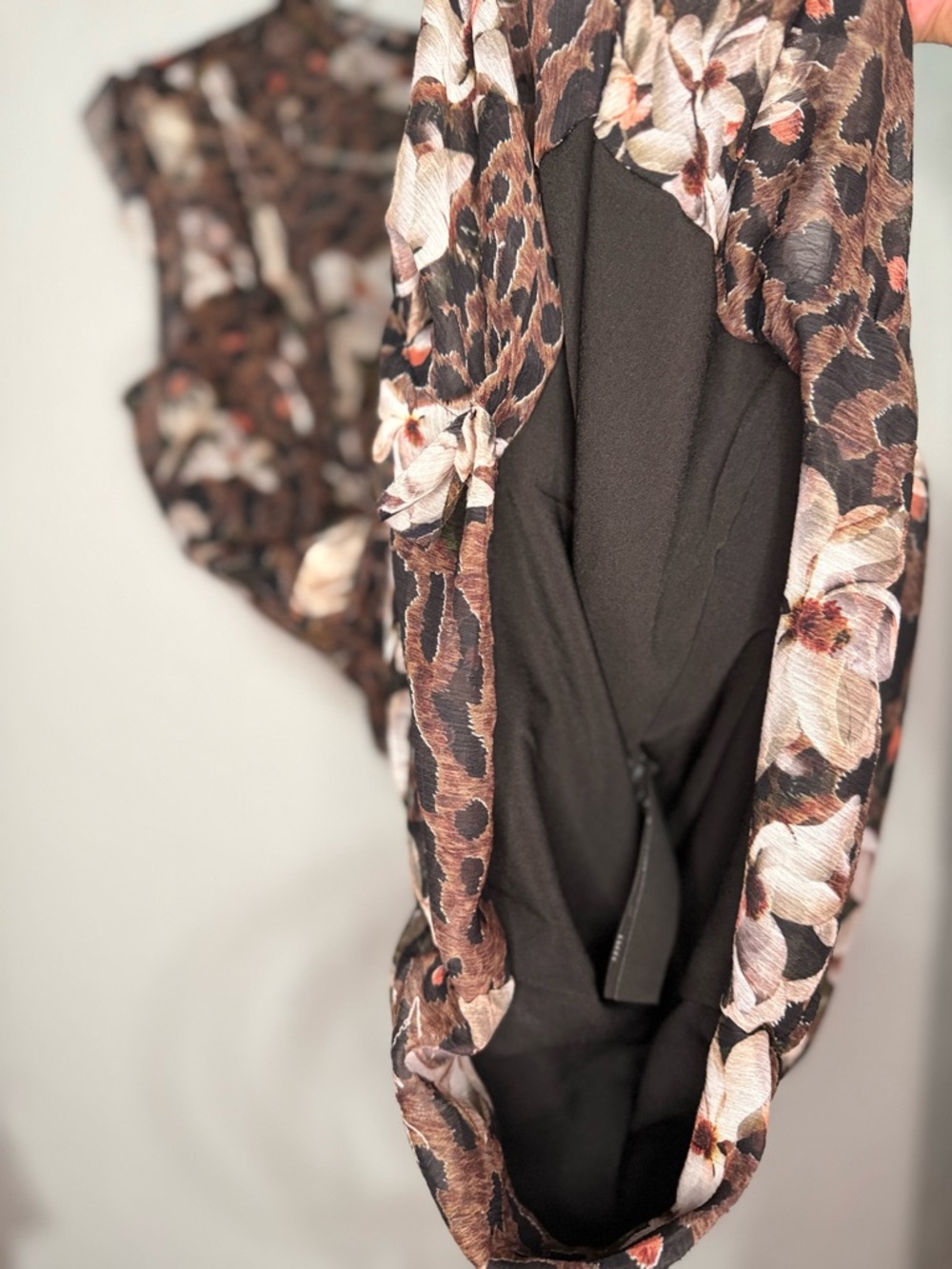 All Saints Brown Leopard Floral Mini Dress - Picture 4 of 7